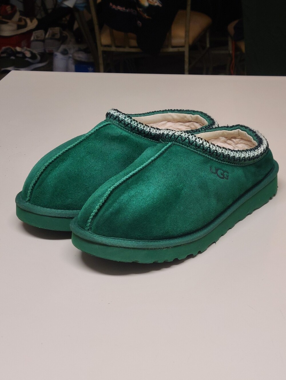 UGG Tasman Suede embroidered slip on slippers size 9